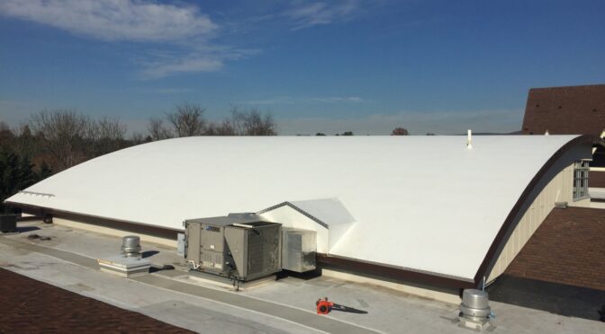 A Firestone TPO roof on a commercial building.