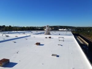 An industrial roof with a Tremco Alphaguard coating